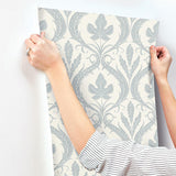 Wallpaper Adirondack Damask Wallpaper // Blue & Beige