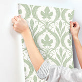 Wallpaper Adirondack Damask Wallpaper // Green & White