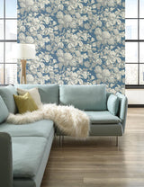 Wallpaper Antique Floral Wallpaper in Wedgewood Wallpaper // Blue & Grey