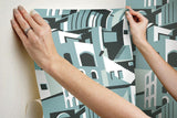 Wallpaper Arch Architectural Peel & Stick Wallpaper // Blue Grey