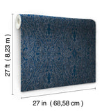 Wallpaper Ascot Damask Wallpaper // Dark Blue