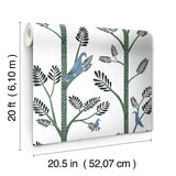 Wallpaper Aviary Branch Peel & Stick Wallpaper // Blue & Green