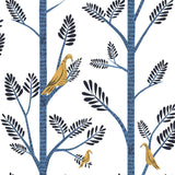 Wallpaper Aviary Branch Peel & Stick Wallpaper // Blue & Yellow