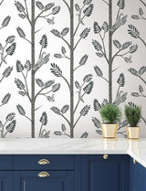 Wallpaper Aviary Branch Peel & Stick Wallpaper // Grey