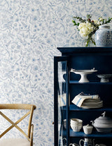 Wallpaper Aviary Peel & Stick Wallpaper // Blue & Cream