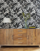 Wallpaper Bali Leaves Peel & Stick Wallpaper // Black
