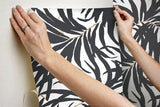 Wallpaper Bali Leaves Peel & Stick Wallpaper // Black
