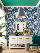 Wallpaper Bali Leaves Peel & Stick Wallpaper // Blue