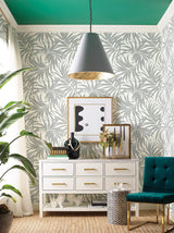 Wallpaper Bali Leaves Peel & Stick Wallpaper // Metallic