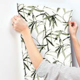 Wallpaper Bamboo Ink Wallpaper // Green & Black