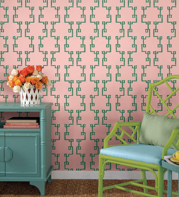 Wallpaper Bamboozled Peel & Stick Wallpaper // Bahama Pink