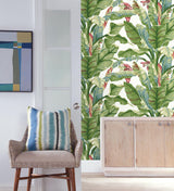 Wallpaper Banana Leaf Peel & Stick Wallpaper // White & Green