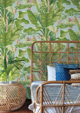 Wallpaper Banana Leaf Wallpaper // Aqua & White