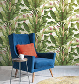 Wallpaper Banana Leaf Wallpaper // Dark Brown & Pink