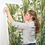 Wallpaper Banana Leaf Wallpaper // Dark Brown & Pink