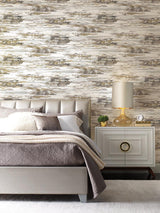 Wallpaper Birch Bark Texture Wallpaper // Black & Gold