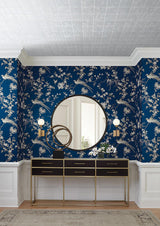 Wallpaper Bird & Blossom Chinoserie Wallpaper // Blue