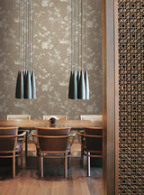 Wallpaper Bird & Blossom Chinoserie Wallpaper // Brown