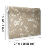 Wallpaper Bird & Blossom Chinoserie Wallpaper // Brown
