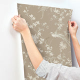 Wallpaper Bird & Blossom Chinoserie Wallpaper // Brown