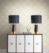 Wallpaper Block Print Damask Wallpaper // Beige