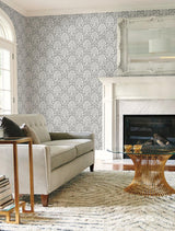 Wallpaper Block Print Damask Wallpaper // Dark Grey