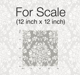 Wallpaper Block Print Damask Wallpaper // Dark Grey