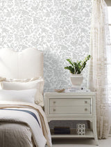 Wallpaper Botanical Bunnies Peel & Stick Wallpaper // Black