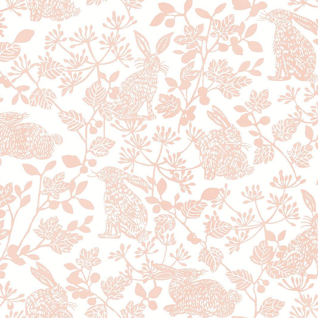 Pink Peel & Stick Wallpaper | Botanical Bunnies Design