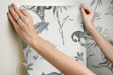 Wallpaper Botanicals & Lemurs Peel & Stick Wallpaper // White
