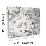 Wallpaper Botanicals & Lemurs Peel & Stick Wallpaper // White