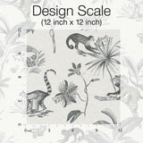 Wallpaper Botanicals & Lemurs Peel & Stick Wallpaper // White