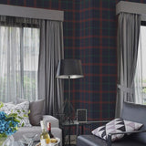Wallpaper British Heritage Sauvage Plaid Wallpaper Sample // Navy & Red