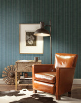 Wallpaper Broken Boucle Stripe Wallpaper // Blue