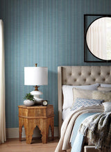 Wallpaper Broken Boucle Stripe Wallpaper // Blue