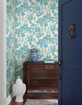 Wallpaper Brushstroke Floral Wallpaper // Aqua