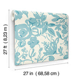 Wallpaper Brushstroke Floral Wallpaper // Aqua
