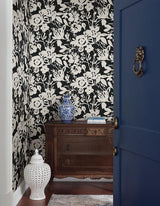 Wallpaper Brushstroke Floral Wallpaper // Black