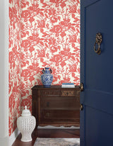 Wallpaper Brushstroke Floral Wallpaper // Coral