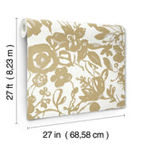 Wallpaper Brushstroke Floral Wallpaper // Gold
