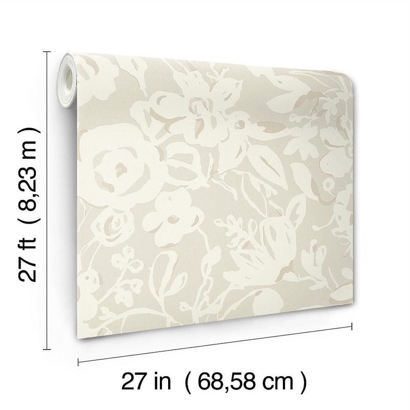Wallpaper Brushstroke Floral Wallpaper // Taupe 