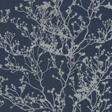 Wallpaper Budding Branch Silhouette Wallpaper // Navy
