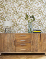 Wallpaper Budding Branch Silhouette Wallpaper // White & Gold