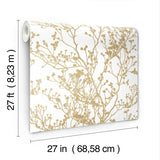 Wallpaper Budding Branch Silhouette Wallpaper // White & Gold