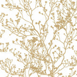 Wallpaper Budding Branch Silhouette Wallpaper // White & Gold