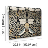 Wallpaper Butterfly Garden Wallpaper // Black Metallic