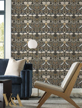 Wallpaper Butterfly Garden Wallpaper // Black Metallic