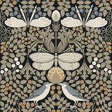 Wallpaper Butterfly Garden Wallpaper // Black Metallic