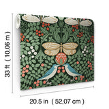 Wallpaper Butterfly Garden Wallpaper // Green Metallic 