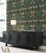 Wallpaper Butterfly Garden Wallpaper // Green Metallic